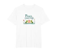 Peace, Love, Frogs: Cute Amphibian Trio for Nature Lovers T-Shirt, Men's Big and Tall, White, 6X Tall