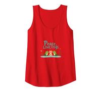 Peace, Love, Frogs: Cute Amphibian Trio for Nature Lovers Tank Top, Women, Red, S