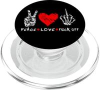 Peace Love Fuck Off Skull Skeleton Hand Red Heart Hippie PopSockets PopGrip for MagSafe