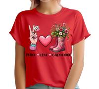 Peace Love Gardening Plant Lover Garden Gardener Gift Womens T-Shirts Top #TA-91 Red 16