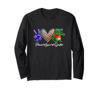 Peace Love Gator Leopard Print Heart Alligator Reptile Long Sleeve T-Shirt