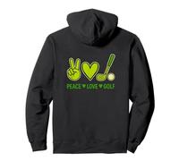 Peace Love Golf Hippie Heart Symbol Golfer Golfing Gift Pullover Hoodie