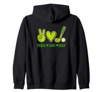 Peace Love Golf Hippie Heart Symbol Golfer Golfing Gift Zip Hoodie