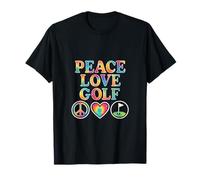 Peace Love Golf Tie Dye Swirl Rainbow Design T-Shirt