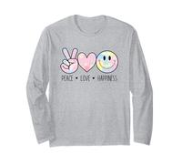 Peace Love Happiness Rainbow Tie Dye Smile Face Happy Face Long Sleeve T-Shirt