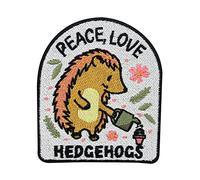 Peace, Love & Hedgehogs Patch | Cute Hedgehog, Animal Embroidered Badge, Kids Iron-On Applique, Funny Nature Sew On Patch - Finally Home