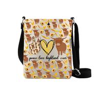 Peace Love Highland Cow Purse Shoulder Bag Shaggy Cow Heifer Gift Western Cows Scottish High land Co w Crossbody Bag, Love Highland Cb