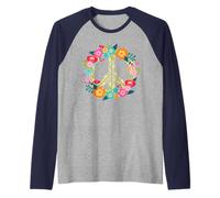 Peace Love Hippie Design - 60s 70s Retro Raglan Baseball Tee
