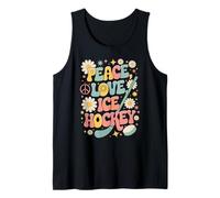 Peace Love Ice Hockey 60s 70s Hippie Retro Ice Hockey player Tank Top