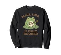 Peace, Love is Fully Booked Cute Frog Guitar Sweatshirt