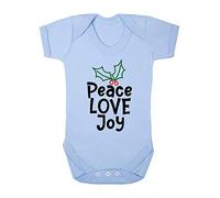 Peace Love Joy Mistletoe Baby Grow Vest, 6-12 Months, Pastel Blue
