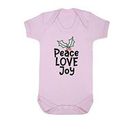Peace Love Joy Mistletoe Baby Grow Vest, 6-12 Months, Pastel Pink