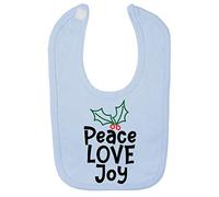 Peace Love Joy Mistletoe Cotton Baby bib - Pastel Blue
