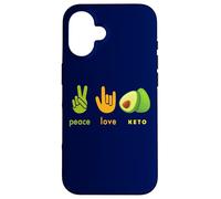 Peace Love Keto Funny Hand Sign And Avocado Design Case for iPhone 16