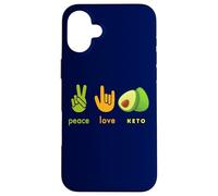 Peace Love Keto Funny Hand Sign And Avocado Design Case for iPhone 16 Plus