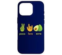 Peace Love Keto Funny Hand Sign And Avocado Design Case for iPhone 16 Pro