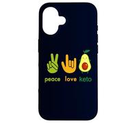 Peace Love Keto Funny Painter Avocado Hand Sign Design Case for iPhone 16