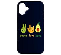 Peace Love Keto Funny Painter Avocado Hand Sign Design Case for iPhone 16 Plus