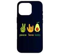 Peace Love Keto Funny Painter Avocado Hand Sign Design Case for iPhone 16 Pro