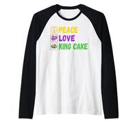 Peace Love King Cake Raglan Baseball Tee