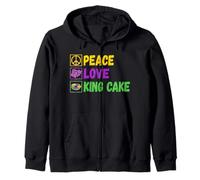 Peace Love King Cake Zip Hoodie