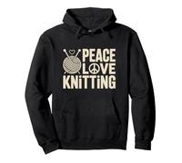 Peace Love Knitting Funny Knitter Pullover Hoodie