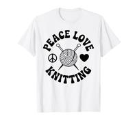 Peace Love Knitting Funny Knitter Yarn Lover T-Shirt