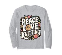 Peace Love Knitting Retro Yarn Design Long Sleeve T-Shirt
