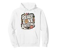Peace Love Knitting Retro Yarn Design Pullover Hoodie