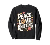 Peace Love Knitting Retro Yarn Design Sweatshirt