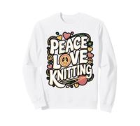 Peace Love Knitting Retro Yarn Design Sweatshirt