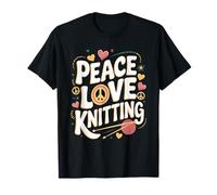 Peace Love Knitting Retro Yarn Design T-Shirt