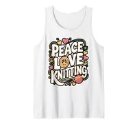 Peace Love Knitting Retro Yarn Design Tank Top