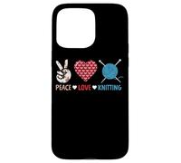 Peace Love Knitting Yarn Needle Craft Case for iPhone 15 Pro Max