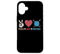 Peace Love Knitting Yarn Needle Craft Case for iPhone 16 Plus