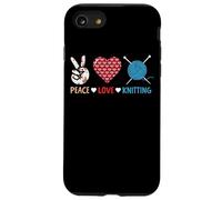 Peace Love Knitting Yarn Needle Craft Case for iPhone SE (2020) / 7 / 8