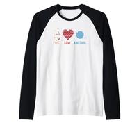 Peace Love Knitting Yarn Needle Craft Raglan Baseball Tee
