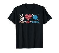 Peace Love Knitting Yarn Needle Craft T-Shirt