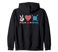 Peace Love Knitting Yarn Needle Craft Zip Hoodie