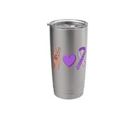 Peace Love Lupus Purple Ribbon Awareness Meme Stainless Steel Insulated Tumbler