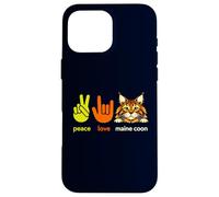 Peace Love Maine Coon Cat Cute Retro Feline Humor Case for iPhone 16 Pro Max