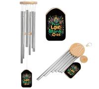 Peace Love Mardi And The Gras Aluminium Wind Chime Memorial Chimes Soothing Melodic Windchimes for Garden Backyard Patio Outside Decor