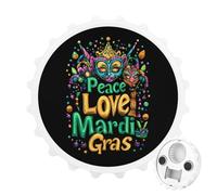 Peace Love Mardi and The Gras Bottle Opener Refrigerator Magnetic Portable Decorative Gifts Stick Photos Notifications Or Reminders