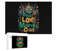 Peace Love Mardi And The Gras Wood Puzzles for Adults And Family Game Interesting Creative Gift Wooden Jigsaw Puzzle