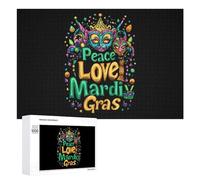 Peace Love Mardi And The Gras Wood Puzzles for Adults And Family Game Interesting Creative Gift Wooden Jigsaw Puzzle