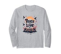 Peace Love Mayhem: Rebellious Harmony for Free Spirits Long Sleeve T-Shirt, Adult Unisex, Heather Grey, XXL