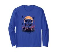 Peace Love Mayhem: Rebellious Harmony for Free Spirits Long Sleeve T-Shirt, Adult Unisex, Royal Blue, M