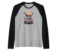 Peace Love Mayhem: Rebellious Harmony for Free Spirits Raglan Baseball Tee, Men, Black/Athletic Heather, XL