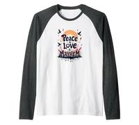 Peace Love Mayhem: Rebellious Harmony for Free Spirits Raglan Baseball Tee, Men, Dark Heather/White, XXL