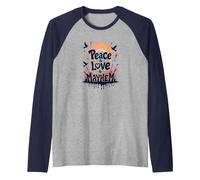 Peace Love Mayhem: Rebellious Harmony for Free Spirits Raglan Baseball Tee, Men, Navy/Athletic Heather, S